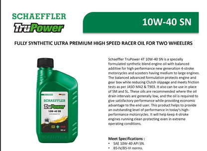 SCHAEFFLER TRUPOWER 10W40 ENGINE OIL FOR 2 WHEELERS (900ML)